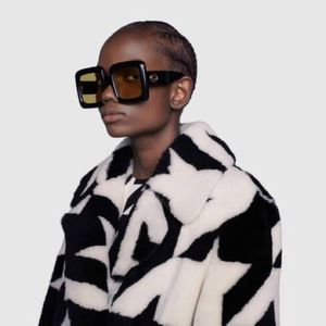 NEW Gucci GG0783S 001 Women Black Yellow Oversized Square  Sunglasses